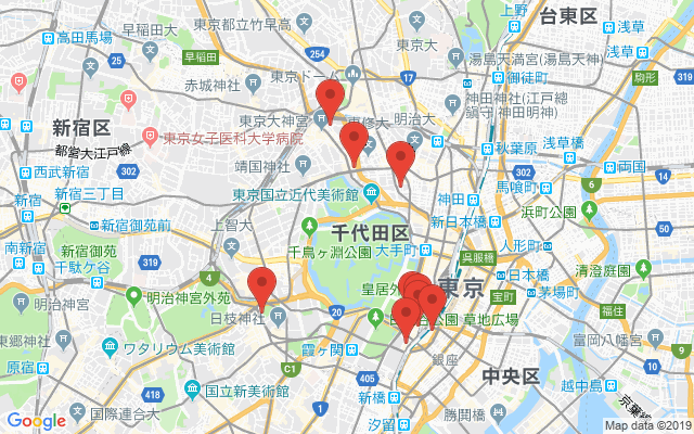 千代田区の保険相談窓口のマップ